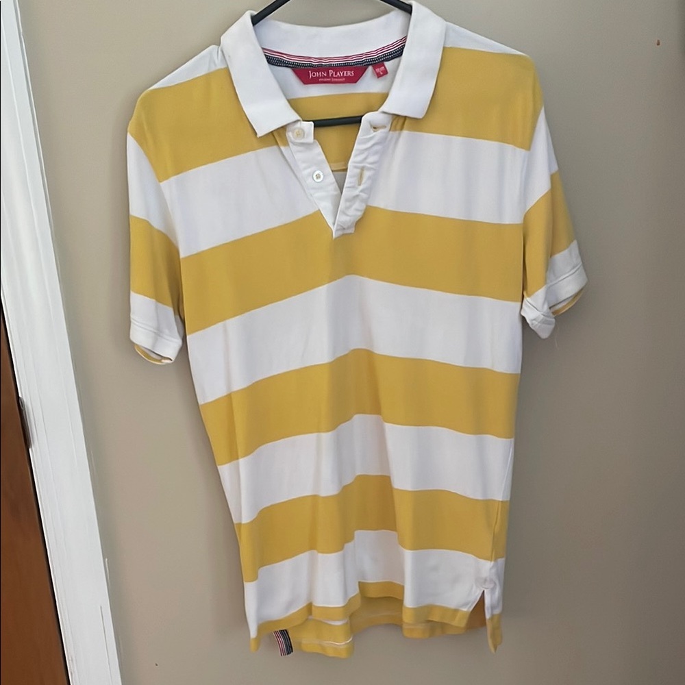 Yellow and White Striped Men's Shirt